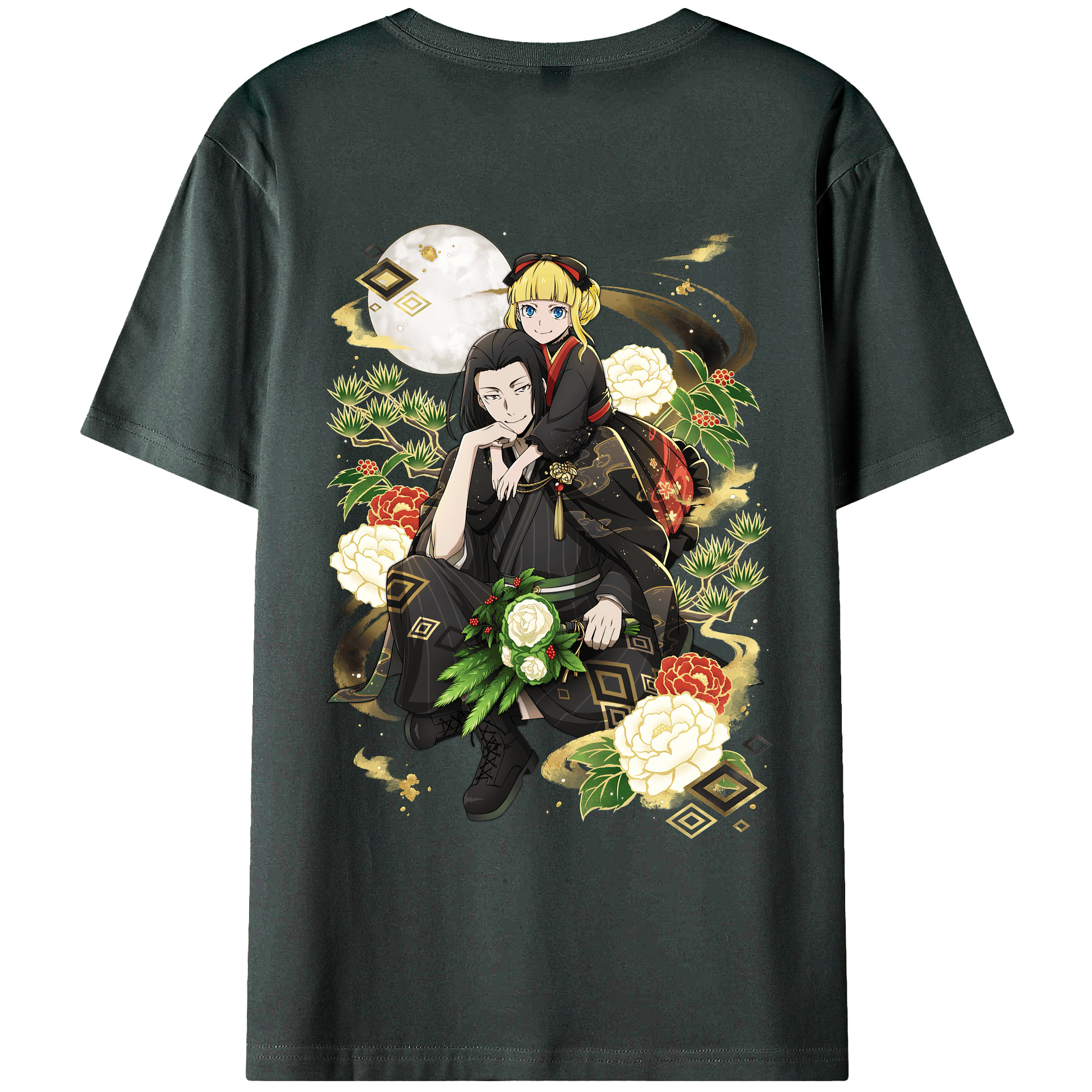 （画像用） 文豪ストレイドッグス Bungo Stray Dogs 綿100％ メンズ半袖Tシャツ（バックプリント） 通気性